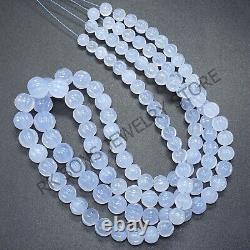 AAA++ Natural Blue Chalcedony Extremely Rare Carved Melon Round Gemstone Beads