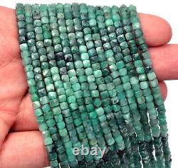 AAA+ Natural Emerald Rare Gemstone 4mm Faceted Cube Briolette Beads 13 Strand