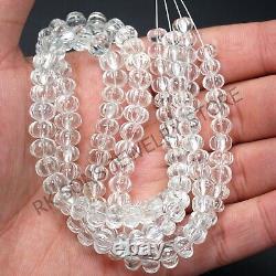 AAA+ Natural White Topaz Rare Find Rondelle Carved melon gemstone beads