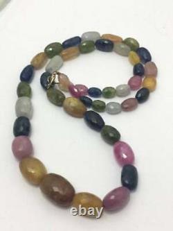 AAA Quality Natural Rare Multi Sapphire Beaded Necklace 24 Handmade Jewelry