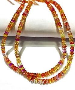 AAA+ RAREPadparadscha Sapphire Beads Yellow Pink Sapphire Faceted Rondelle Bead