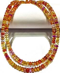 AAA+ RAREPadparadscha Sapphire Beads Yellow Pink Sapphire Faceted Rondelle Bead