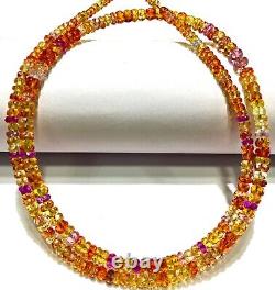 AAA+ RAREPadparadscha Sapphire Beads Yellow Pink Sapphire Faceted Rondelle Bead