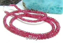 AAA RARE GEM GRADE NATURAL FACETED PINK SPINEL BEADS STRAND 58ctw 17 3-5mm