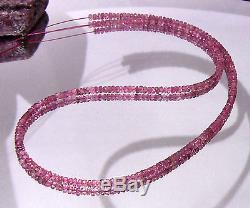 AAA RARE NATURAL PINK FACETED TOURMALINE RONDELLE BEADS 15 STRAND 28ctw