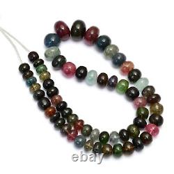 AAA+ RARE SIZE Multi Tourmaline 9mm-16mm Smooth Rondelle Beads 20inch Strand