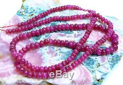 AAA RARE TOP GRADE GORGEOUS NATURAL RED RUBY RONDELLE BEADS 3-5mm 47cts 16