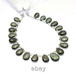 AAA+ Rare Moldavite Gemstone 7x10mm-10x14mm Faceted Pear Briolette 7inch Strand