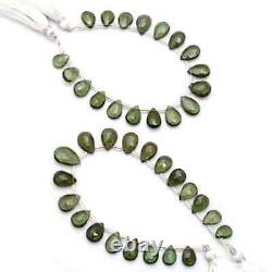 AAA+ Rare Moldavite Gemstone 7x10mm-8x12mm Faceted Pear Briolette 6inch Strand
