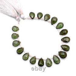 AAA+ Rare Moldavite Gemstone 7x10mm-8x12mm Faceted Pear Briolette 6inch Strand
