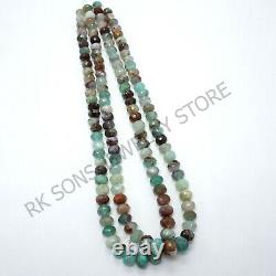 AAA+ Rare Natural Aqua Chalcedony Faceted rondelle gemstone beads 8 10 mm