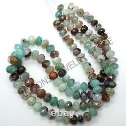 AAA+ Rare Natural Aqua Chalcedony Faceted rondelle gemstone beads 8 10 mm