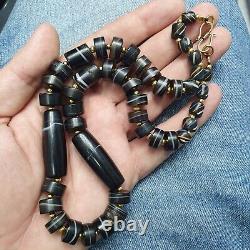 AA Antique Yemeni Agate Natural Rare pattern Banded Agate Bead Necklace BND-2