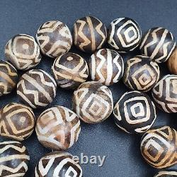 AA Asian Burmese Old Pumtek petrified Wood Stone beads Long necklace rare