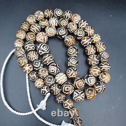 AA Asian Burmese Old Pumtek petrified Wood Stone beads Long necklace rare