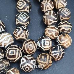 AA Asian Burmese Old Pumtek petrified Wood Stone beads Long necklace rare