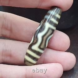 AA Old Tibetan 3 Eyes Pattern Soft Skin Agate stone rare Dzi Bead Amulet #3