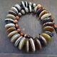Aa Very Rare Collection Ancient Dzi Agate Stone Disc Himalaya Beads Necklace B-1