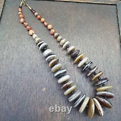 AA VERY RARE COLLECTION ANCIENT DZI AGATE STONE DISC Himalaya Beads Necklace B-1