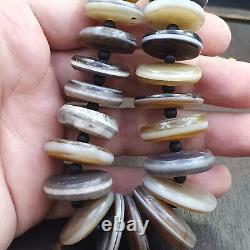 AA VERY RARE COLLECTION ANCIENT DZI AGATE STONE DISC Himalaya Beads Necklace B-2