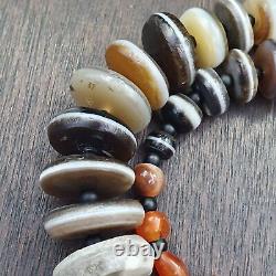 AA VERY RARE COLLECTION ANCIENT DZI AGATE STONE DISC Himalaya Beads Necklace B-2
