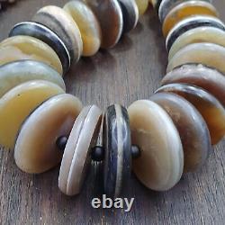 AA VERY RARE COLLECTION ANCIENT DZI AGATE STONE DISC Himalaya Beads Necklace B-3