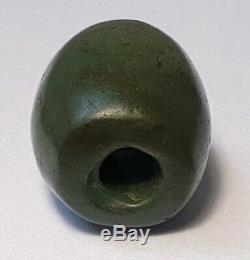 ANCIENT RARE GREEN SERPENTINE STONE BEAD (24.8mm x 20.3mm)