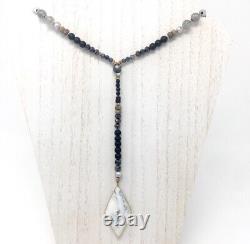 ANTHROPOLOGIE Nakamol Long Y Drop Pendant Necklace Rare HTF Stone Beads Crystal