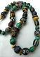 African Trade Beads Necklace, Rare Black Venetian Fancy Beads, Malachite Beads