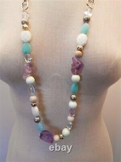 Alexis Bittar Semi-precious Multi-stone Beaded Chain Necklace 38l Rare Nwt $295