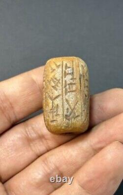 Ancient Bead With Early Form Of Inscription Rare Near Eastern