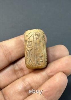 Ancient Bead With Early Form Of Inscription Rare Near Eastern