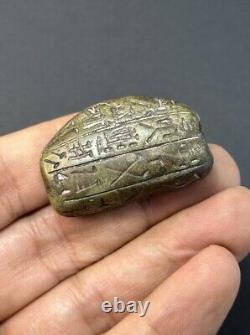 Ancient Bead With Early Form Of Inscription Rare Near Eastern