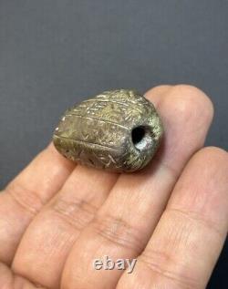 Ancient Bead With Early Form Of Inscription Rare Near Eastern