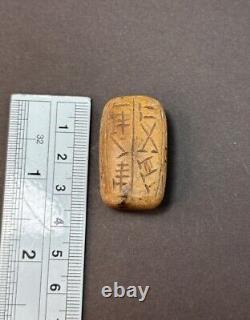 Ancient Bead With Early Form Of Inscription Rare Near Eastern