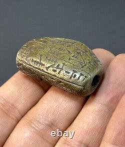 Ancient Bead With Early Form Of Inscription Rare Near Eastern