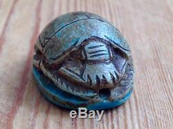 Ancient Egyptian SCARAB Turquoise Glazed Bead Top Rare