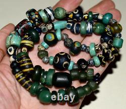Ancient Islamic Glass & Stone Beads Rare Collectors Strand Mali, African Trade