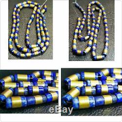 Ancient Rare Lapis Lazuli stone beads gold plted wrapped 65 pieces
