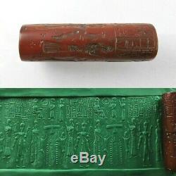 Ancient Rare Mesopotamia Babylonian Carnelian Cylinder Seal Intaglio Bead #A35