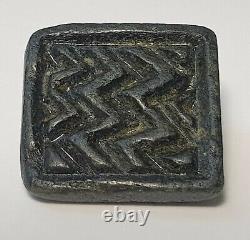 Ancient Rare South East Asian Black Stone Buddhist Amulet Stamp Seal Bead