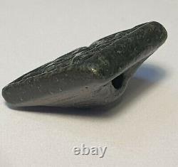 Ancient Rare South East Asian Black Stone Buddhist Amulet Stamp Seal Bead