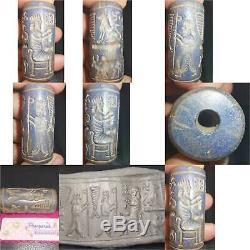 Ancient Rare Unique Lapis lazuli stone Ciylender seal intaglio Bead # 44