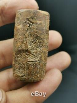Ancient Rare jusper King momorable inscriptions cylinderseal bead