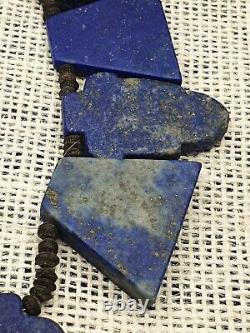 Ancient Vintage old lapis Lazuli carving Leaf Amulet necklace rare pendants