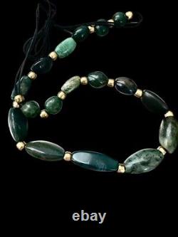 Ancient natural Bloodstone beaded necklace old beads stone handmade jewelry rare