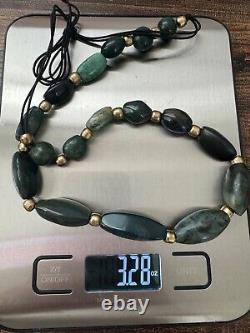 Ancient natural Bloodstone beaded necklace old beads stone handmade jewelry rare