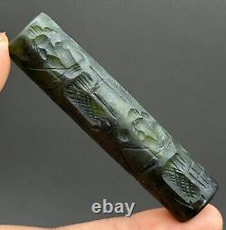 Ancient near eastern rare Agate stone intaglio cylinder bead