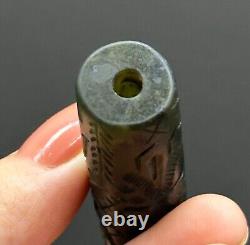 Ancient near eastern rare Agate stone intaglio cylinder bead