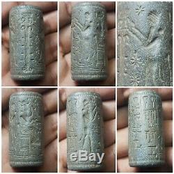 Ancient neareastern Mesopotamia rare stone inscription cylinderseal bead